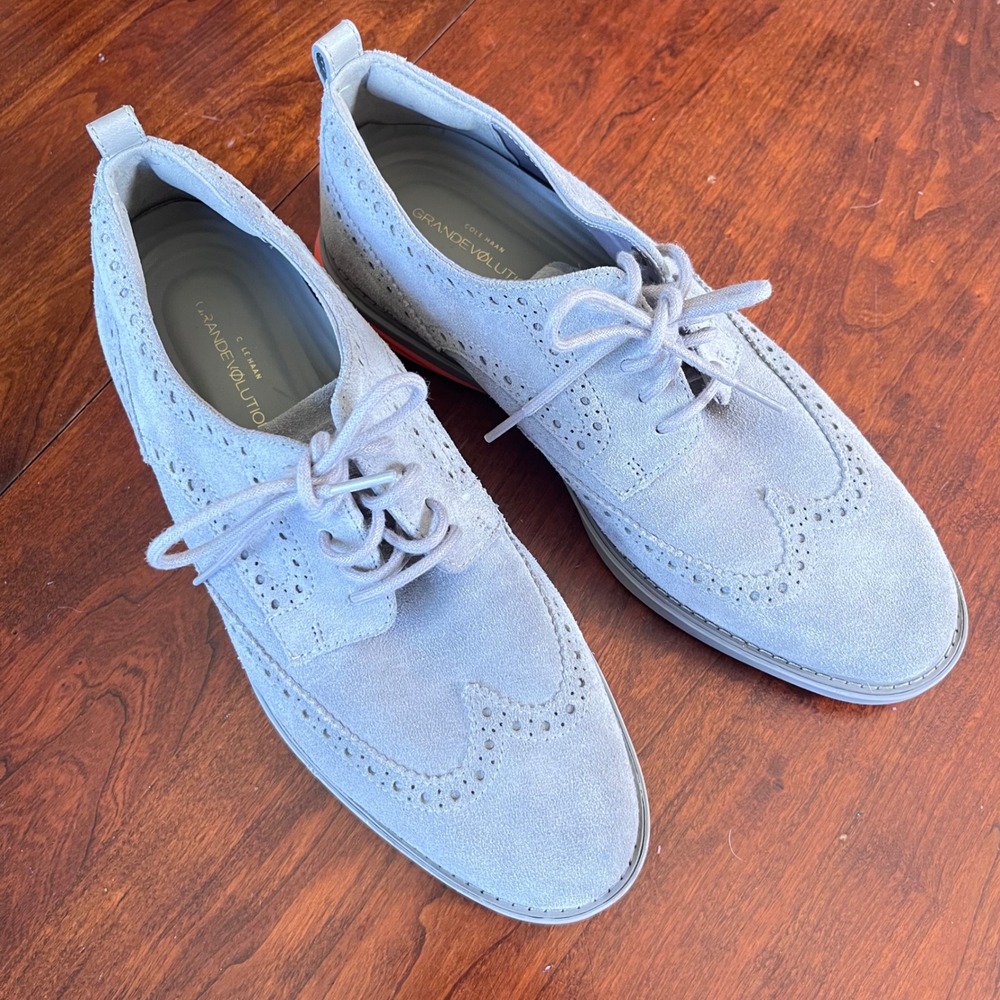 Cole‎ Haan GrandEvolution Mens 10M Grey Suede Wingtip Oxford Shoes C26310